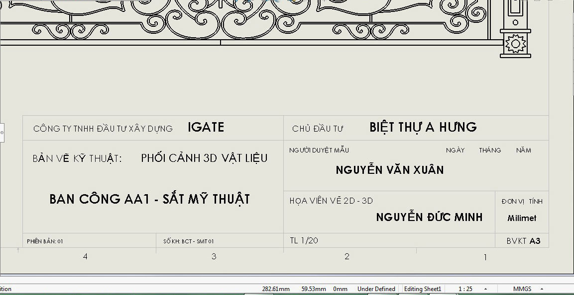Art iron balcony AA1- 3D model with 2D drawings ready 3D model_30