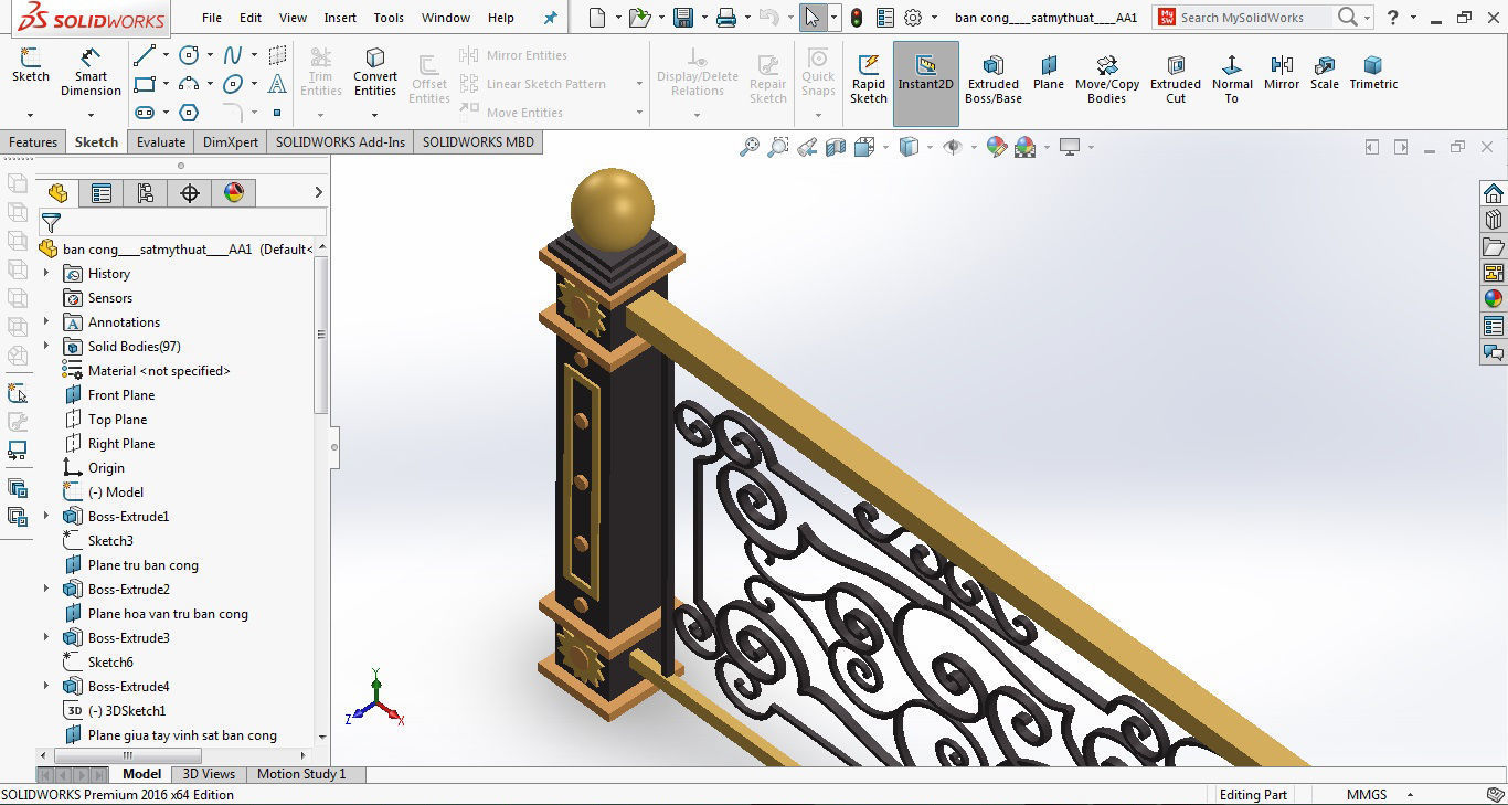 Art iron balcony AA1- 3D model with 2D drawings ready 3D model_43