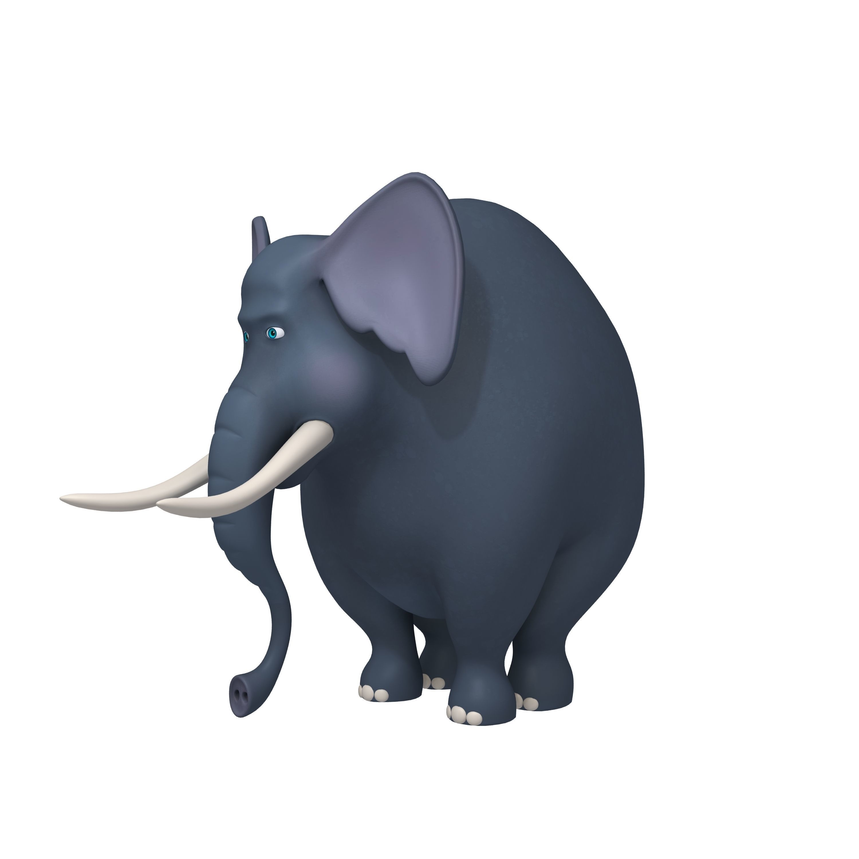 Elephant cartoon 3D model_4