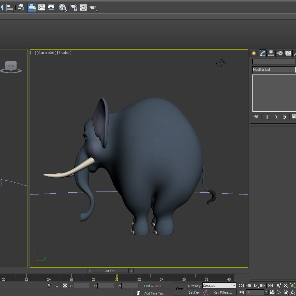 Elephant cartoon 3D model_16