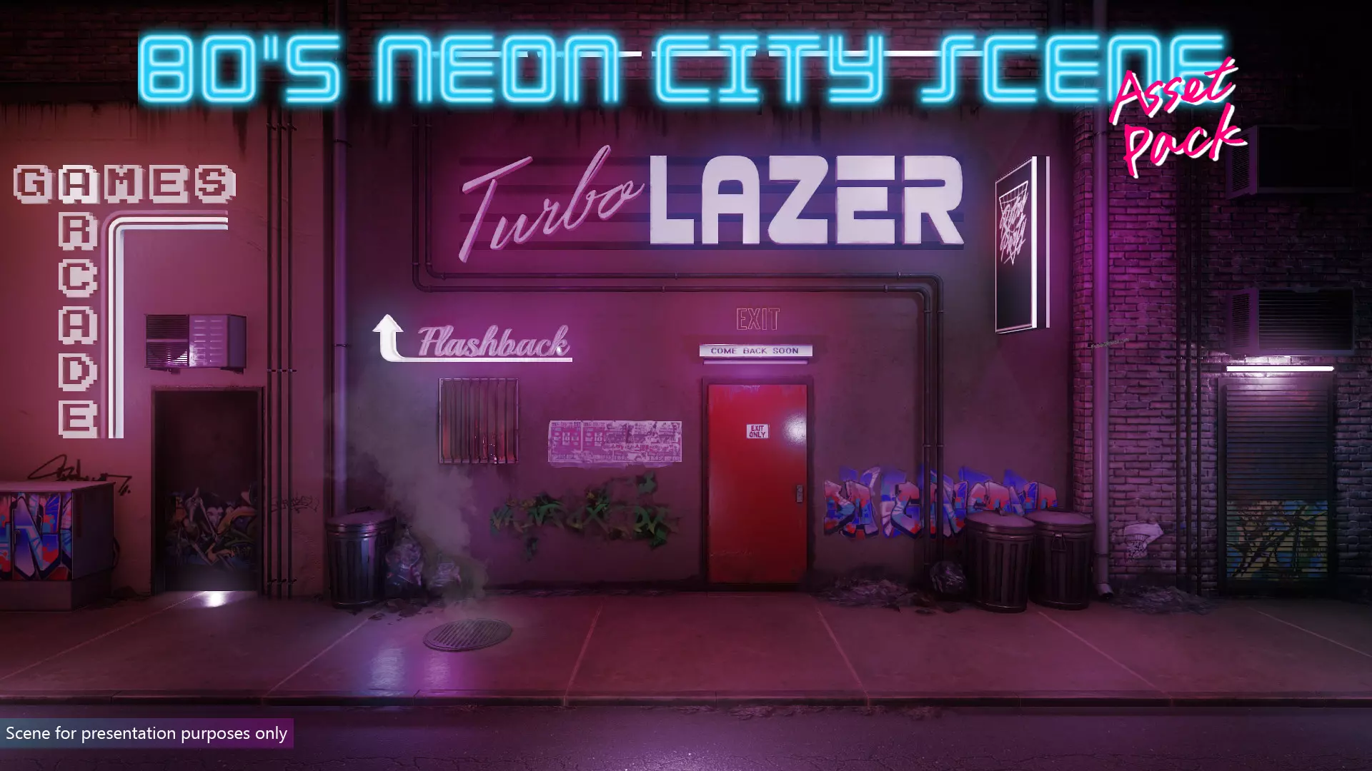Low-Poly 80s Neon City Scene Pack Low-poly 3D model_0