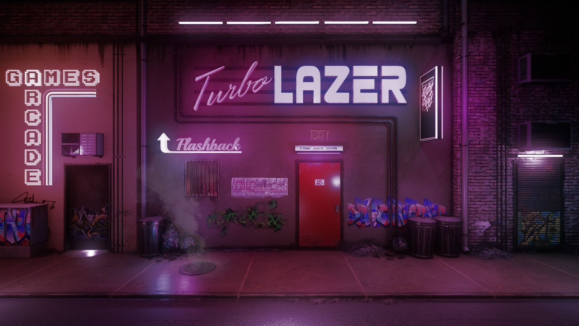 Low-Poly 80s Neon City Scene Pack Low-poly 3D model_1