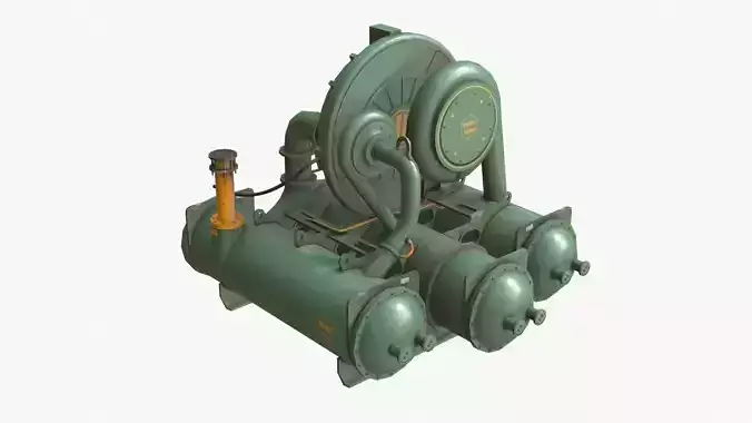 Industrial Compressor Low-poly 3D model