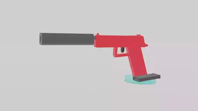 Pistol low poly gun Free low-poly 3D model