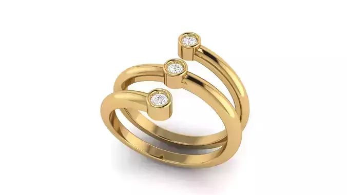 Spiral 3 Stone Diamond RIng