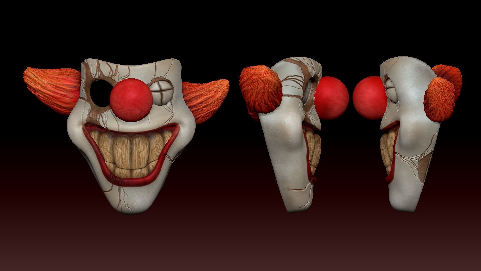 Clown Terror Mask - Sweet Tooth Low-poly 3D model_4