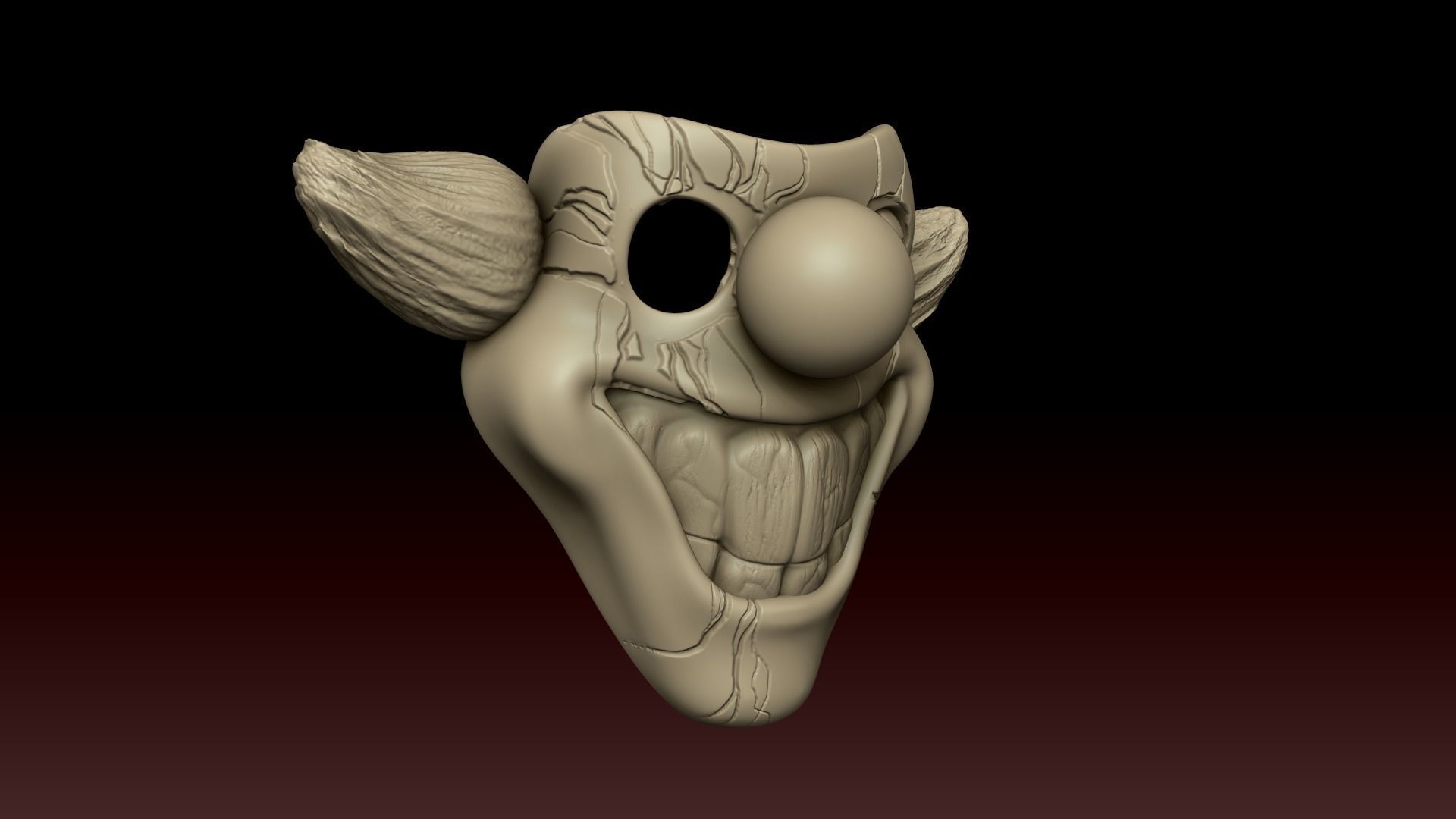 Clown Terror Mask - Sweet Tooth Low-poly 3D model_3