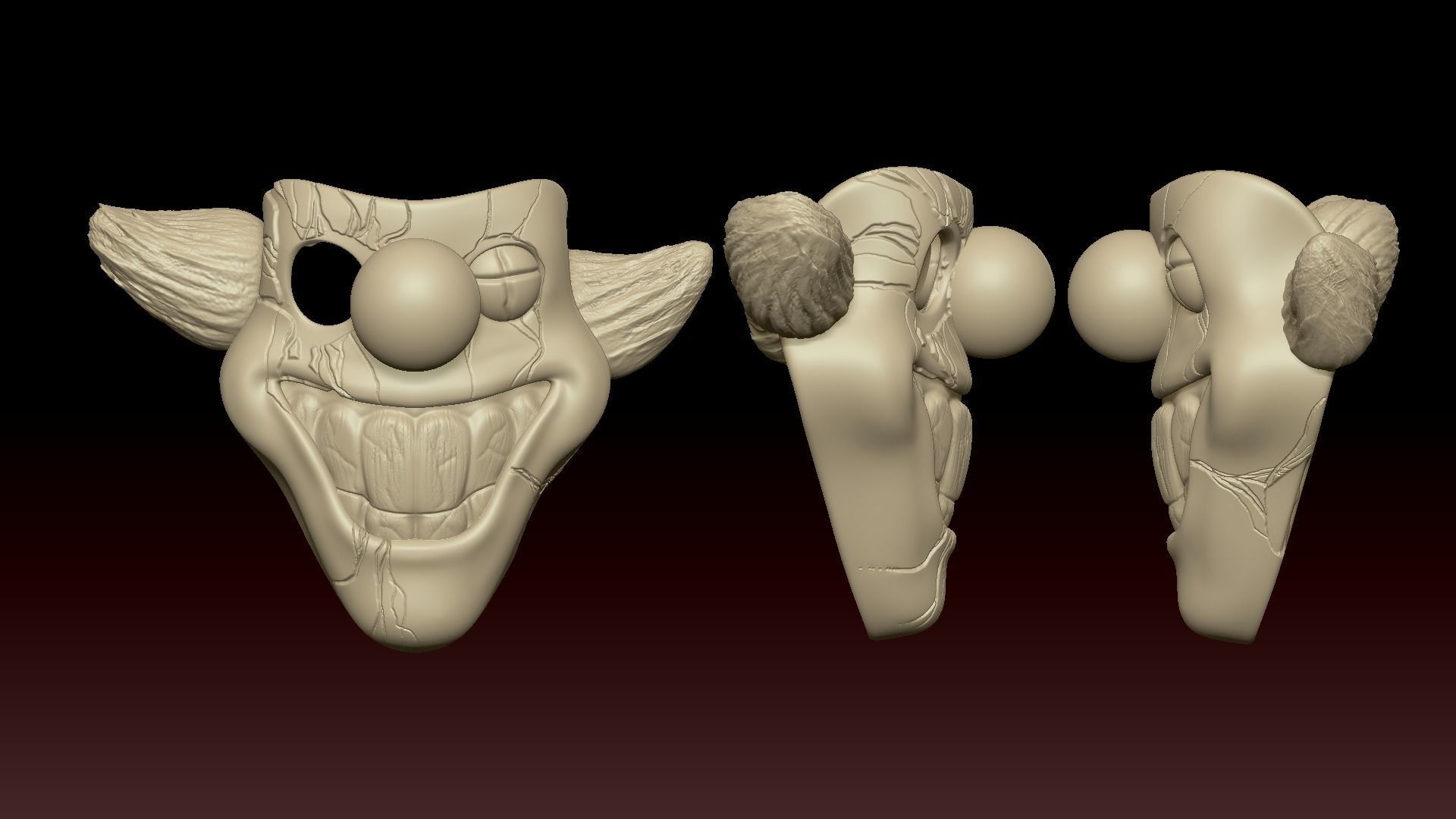 Clown Terror Mask - Sweet Tooth Low-poly 3D model_5