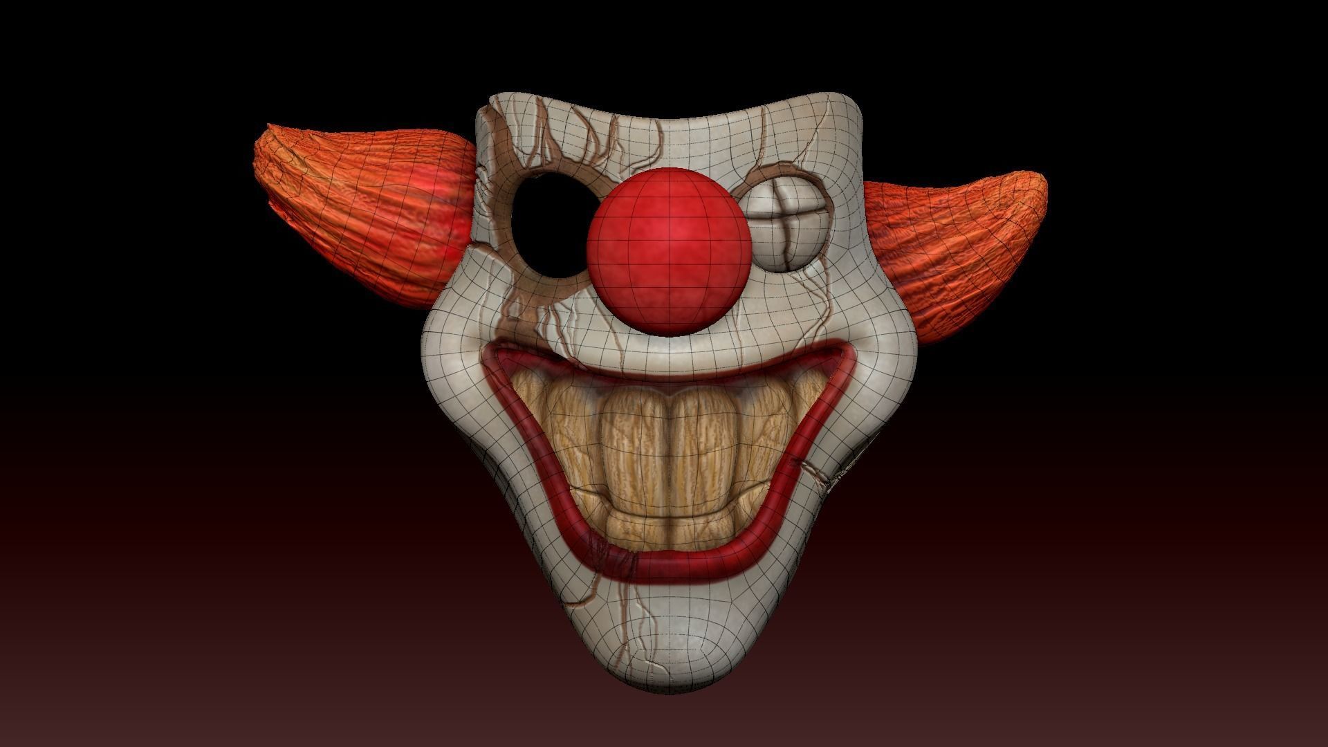 Clown Terror Mask - Sweet Tooth Low-poly 3D model_12