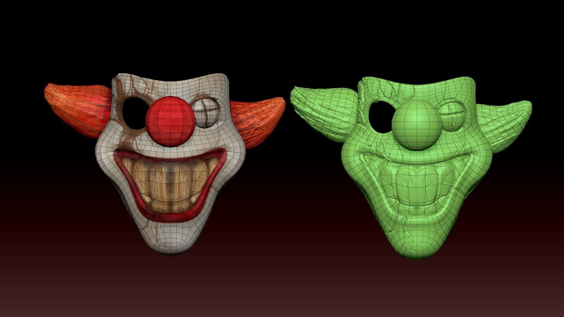 Clown Terror Mask - Sweet Tooth Low-poly 3D model_11
