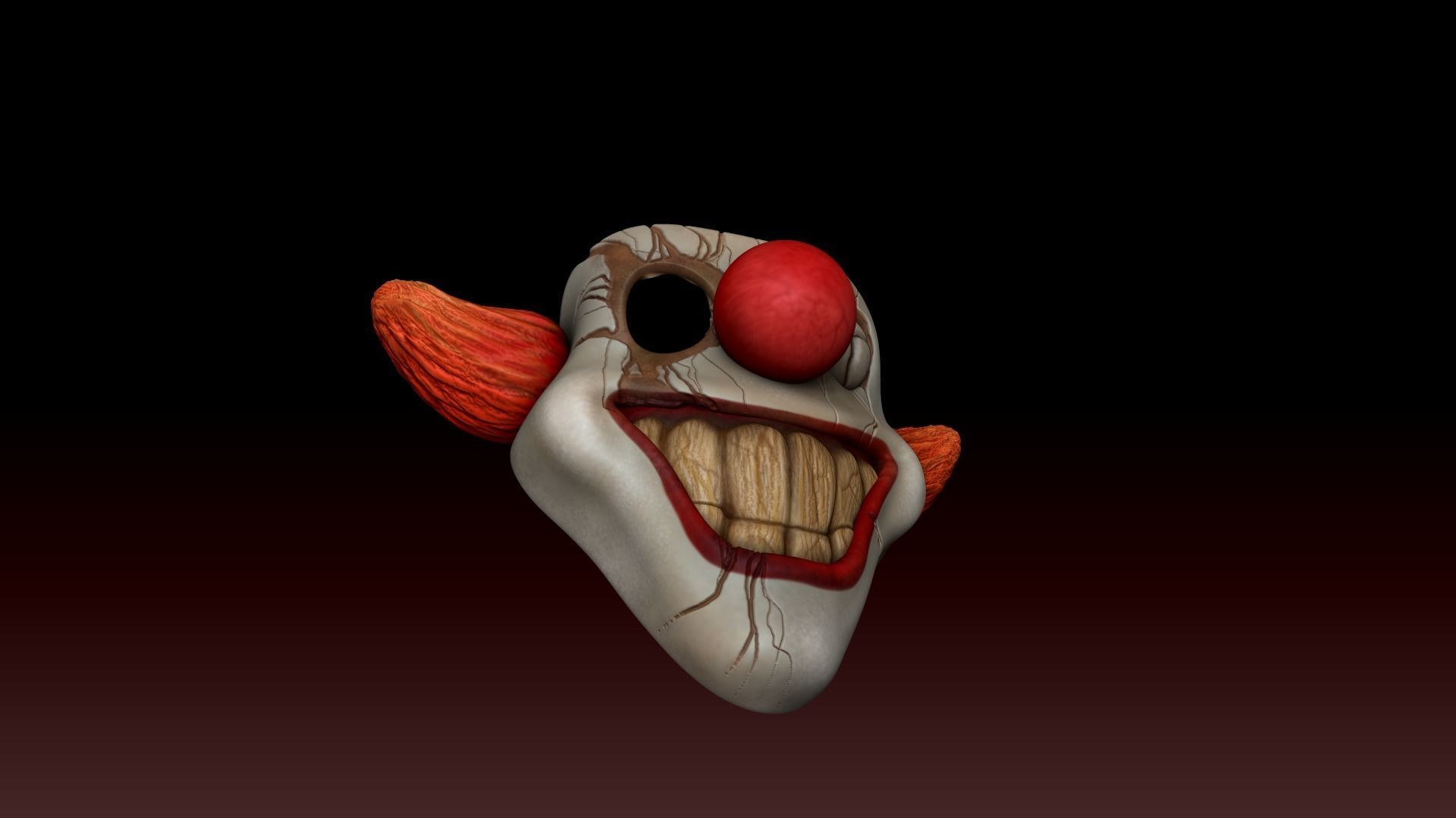 Clown Terror Mask - Sweet Tooth Low-poly 3D model_9