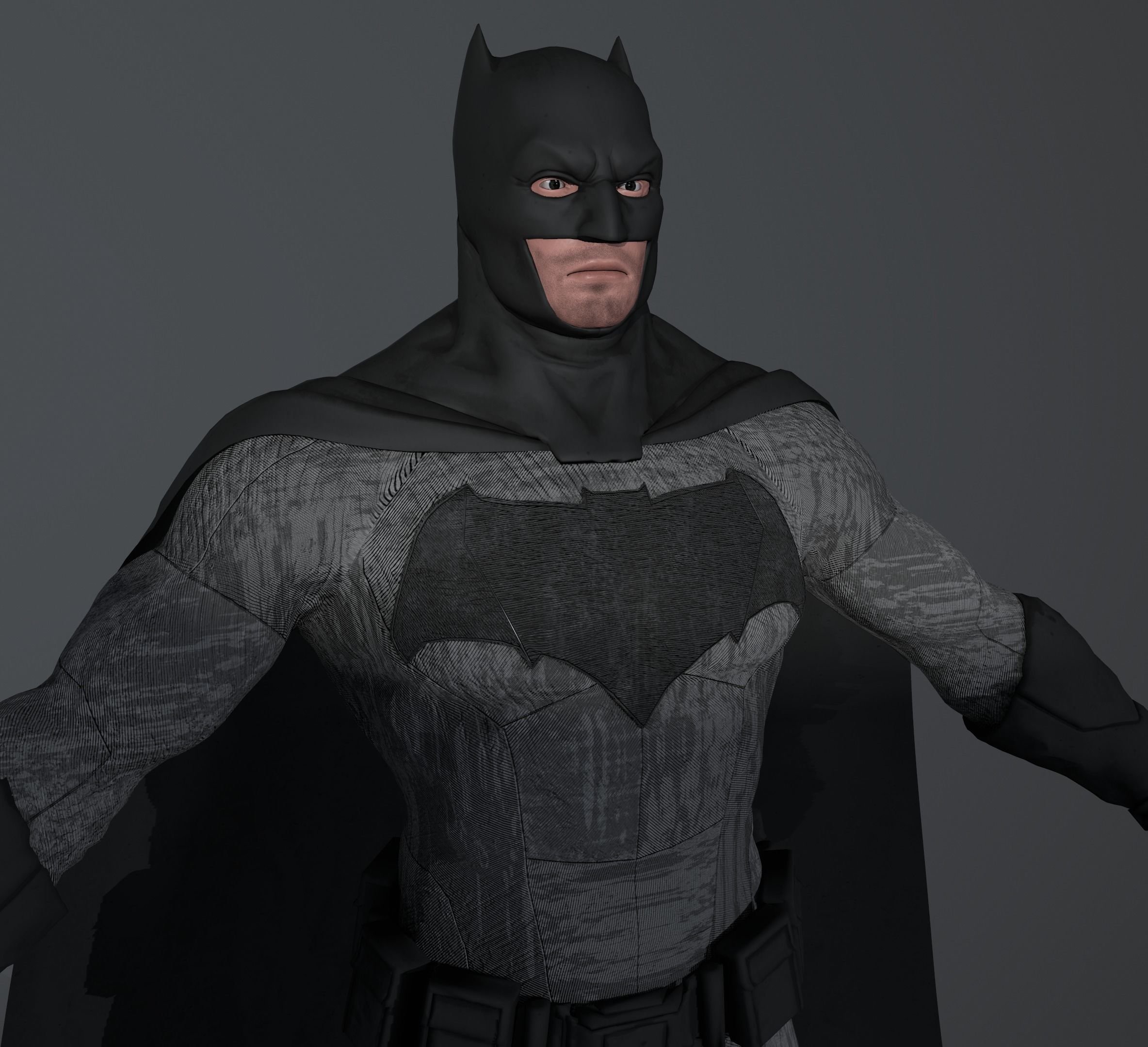Batman-Ben Affleck Low-poly 3D model_4
