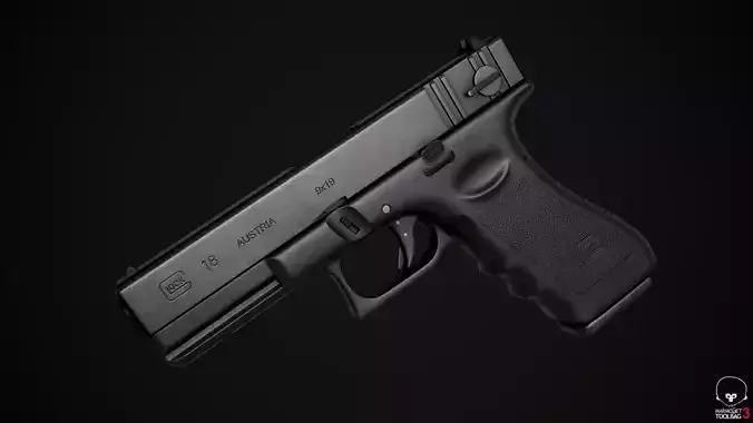 Glock 18 gameready asset with textures Low-poly 3D model