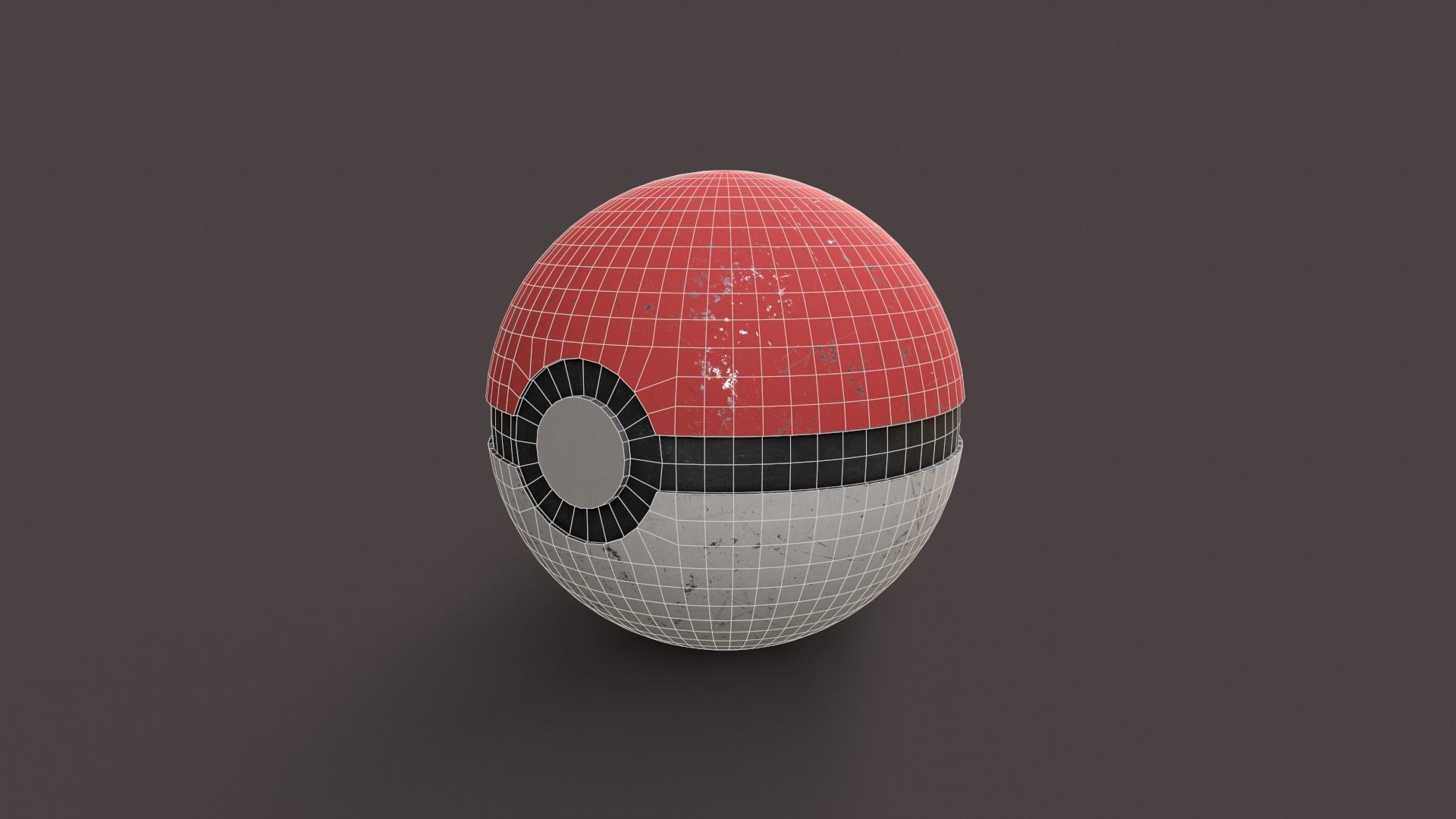Old Classic Pokeball Low-poly 3D model_3