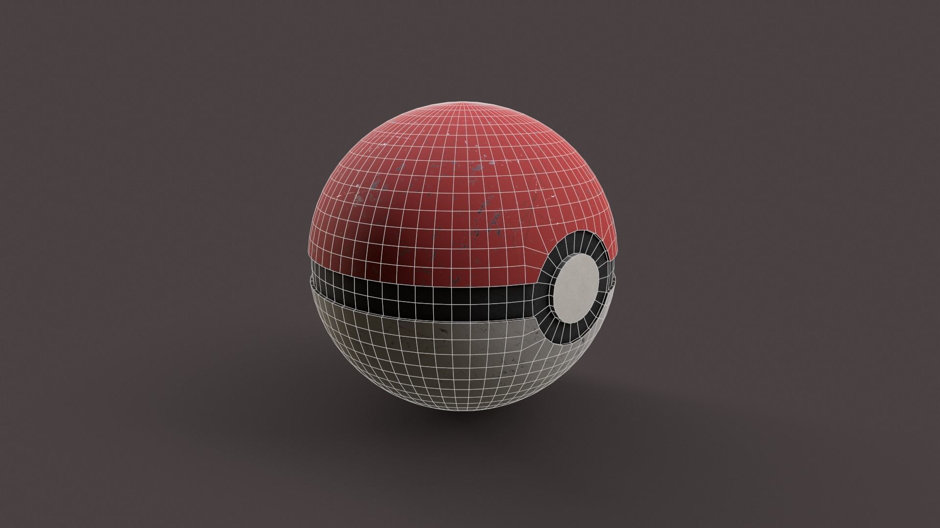 Old Classic Pokeball Low-poly 3D model_6
