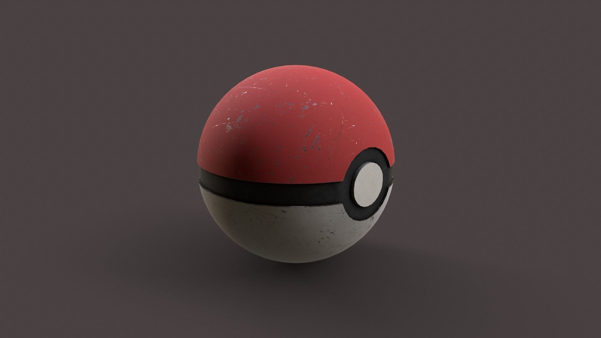 Old Classic Pokeball Low-poly 3D model_4