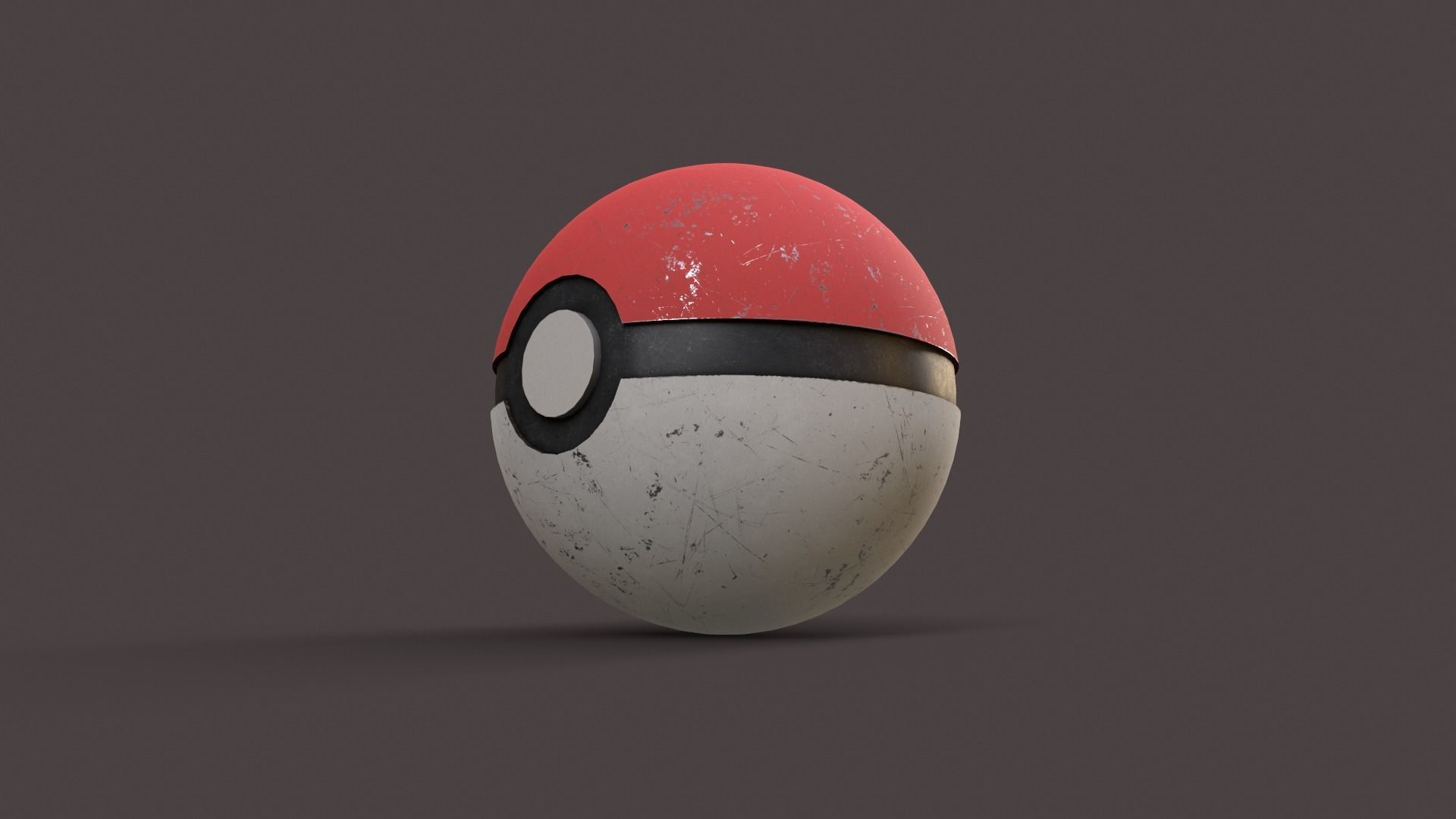 Old Classic Pokeball Low-poly 3D model_7