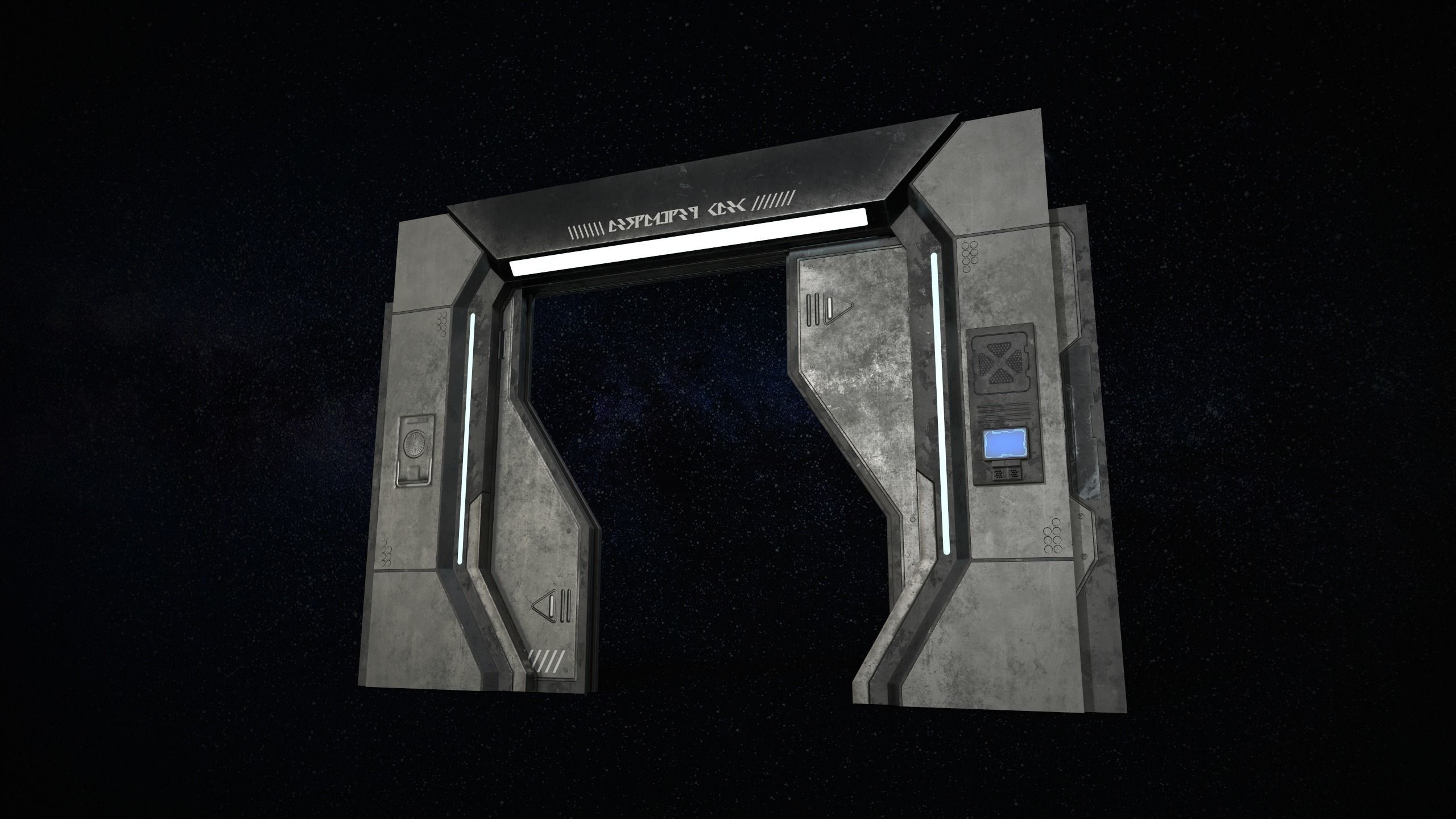 Sci-Fi Door Version 1 Low-poly 3D model_4