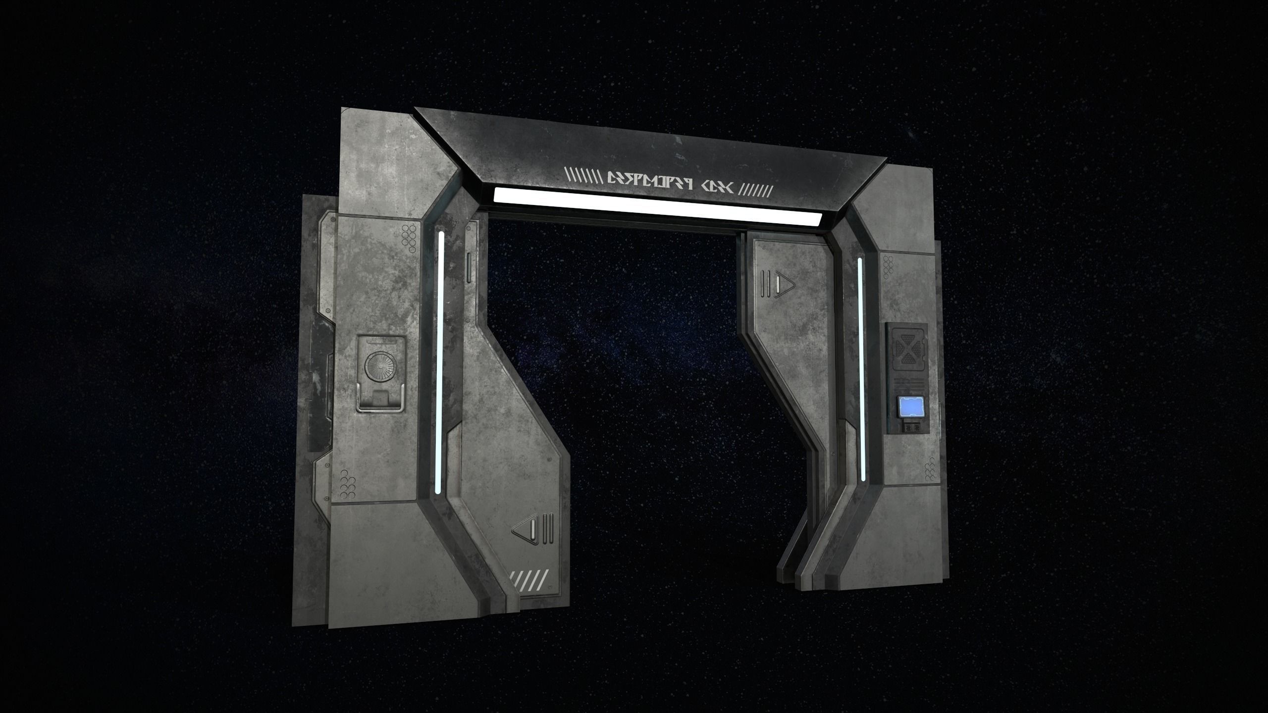 Sci-Fi Door Version 1 Low-poly 3D model_2