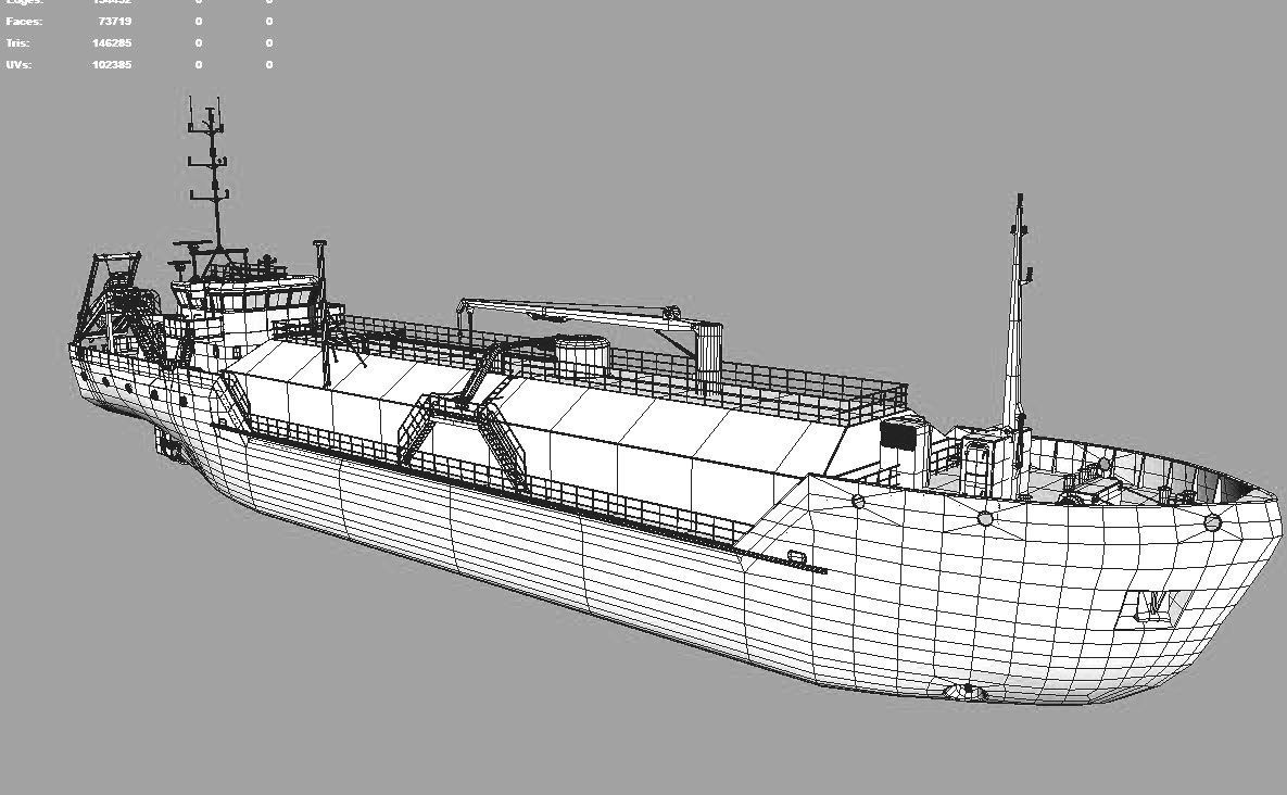 LIQUEFIED GAS CARRIER 1500  Low-poly 3D model_5