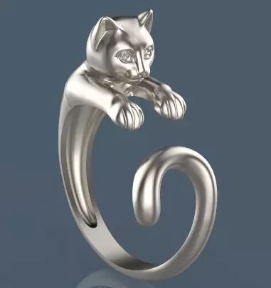 cat Ring Silver Gold Print 3D print model