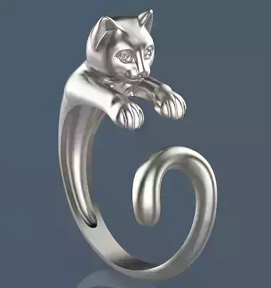 cat Ring Silver Gold  Print