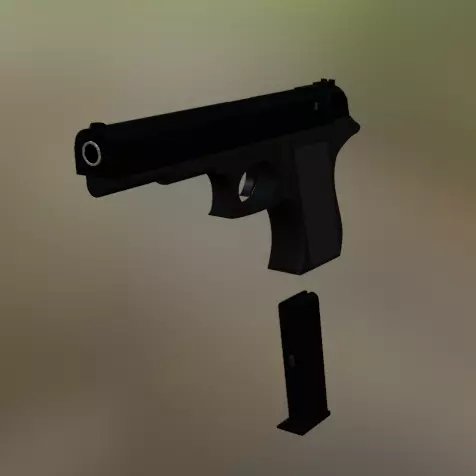 Pistol Low-poly 3D model_0