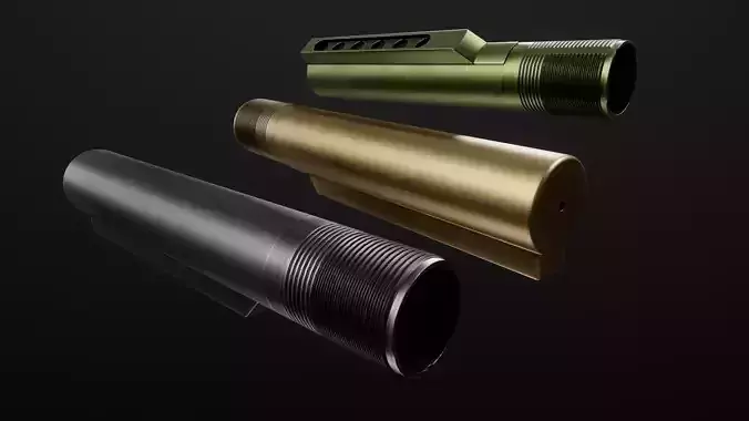 AR15 Carbine Buffer Tubes collection Free low-poly 3D model
