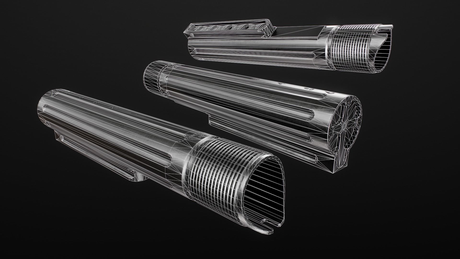 AR15 Carbine Buffer Tubes collection Free low-poly 3D model_6