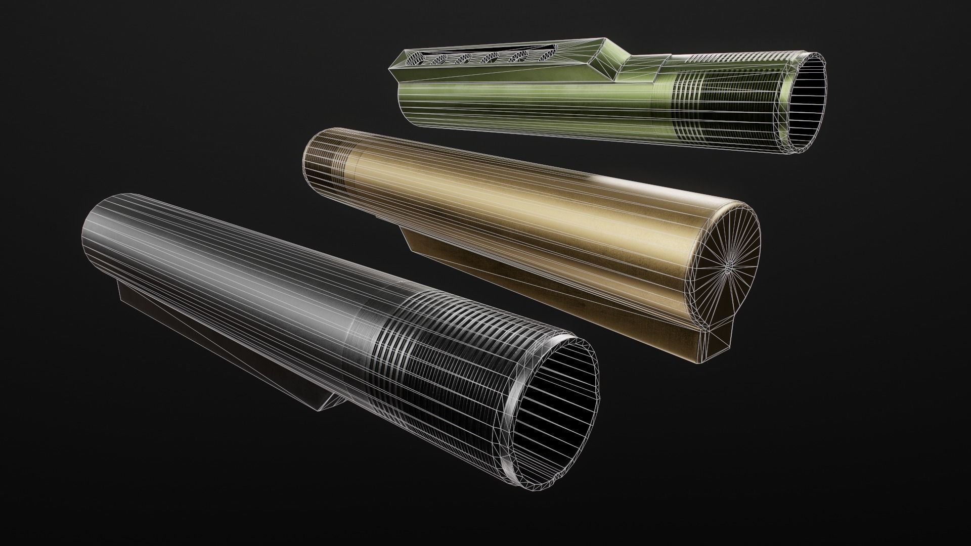 AR15 Carbine Buffer Tubes collection Free low-poly 3D model_4