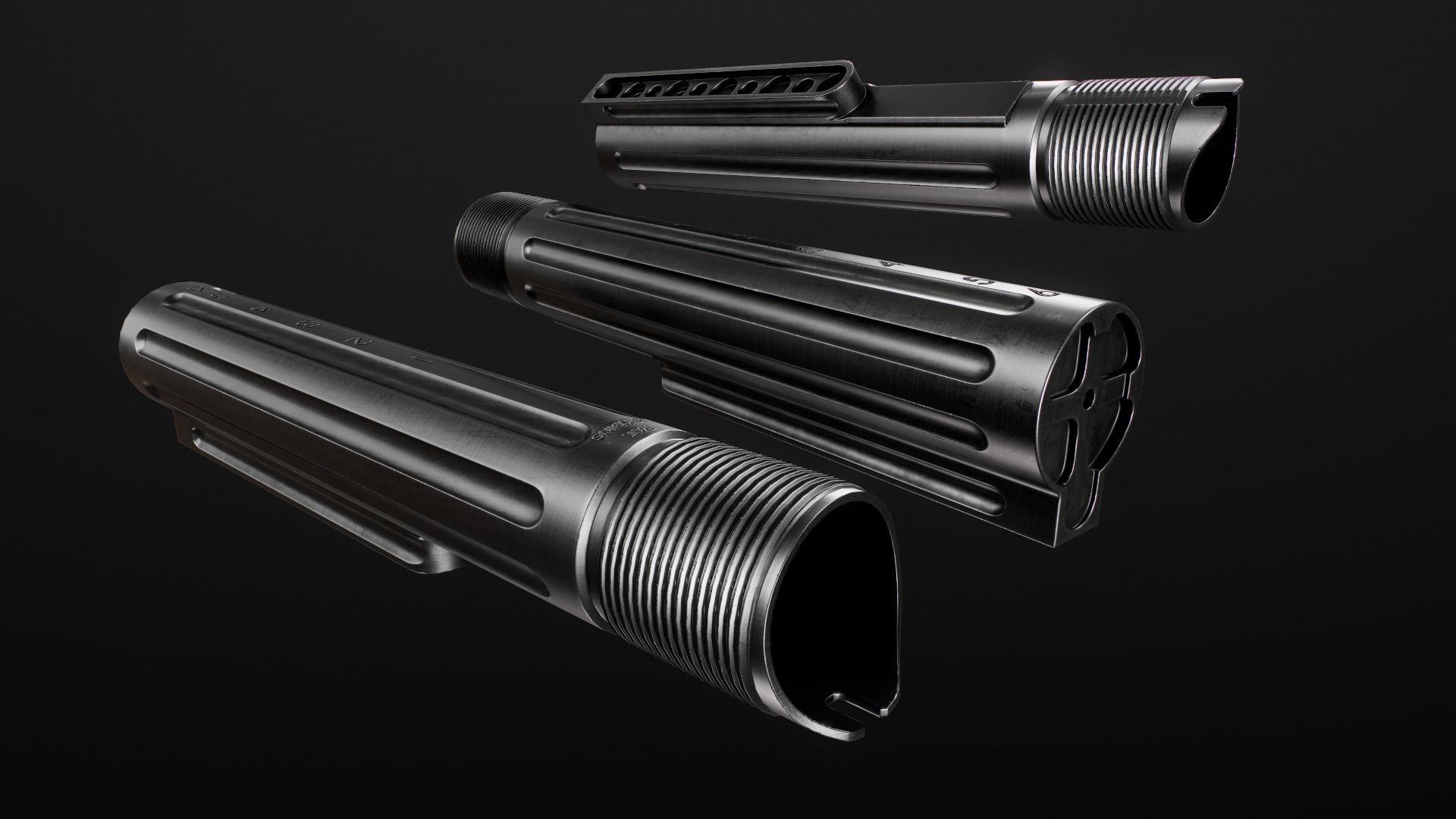 AR15 Carbine Buffer Tubes collection Free low-poly 3D model_5