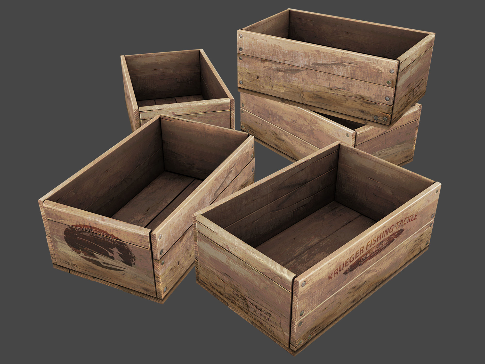 Old Crate  Low-poly 3D model_11