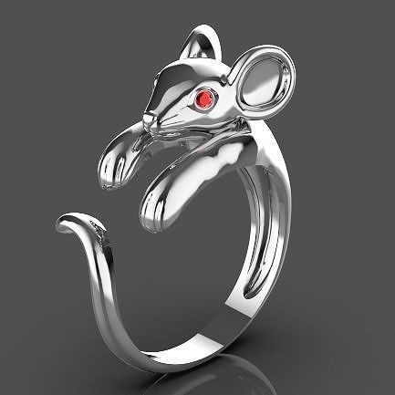 mouse ring Sculpture jewelry gold 3D print model