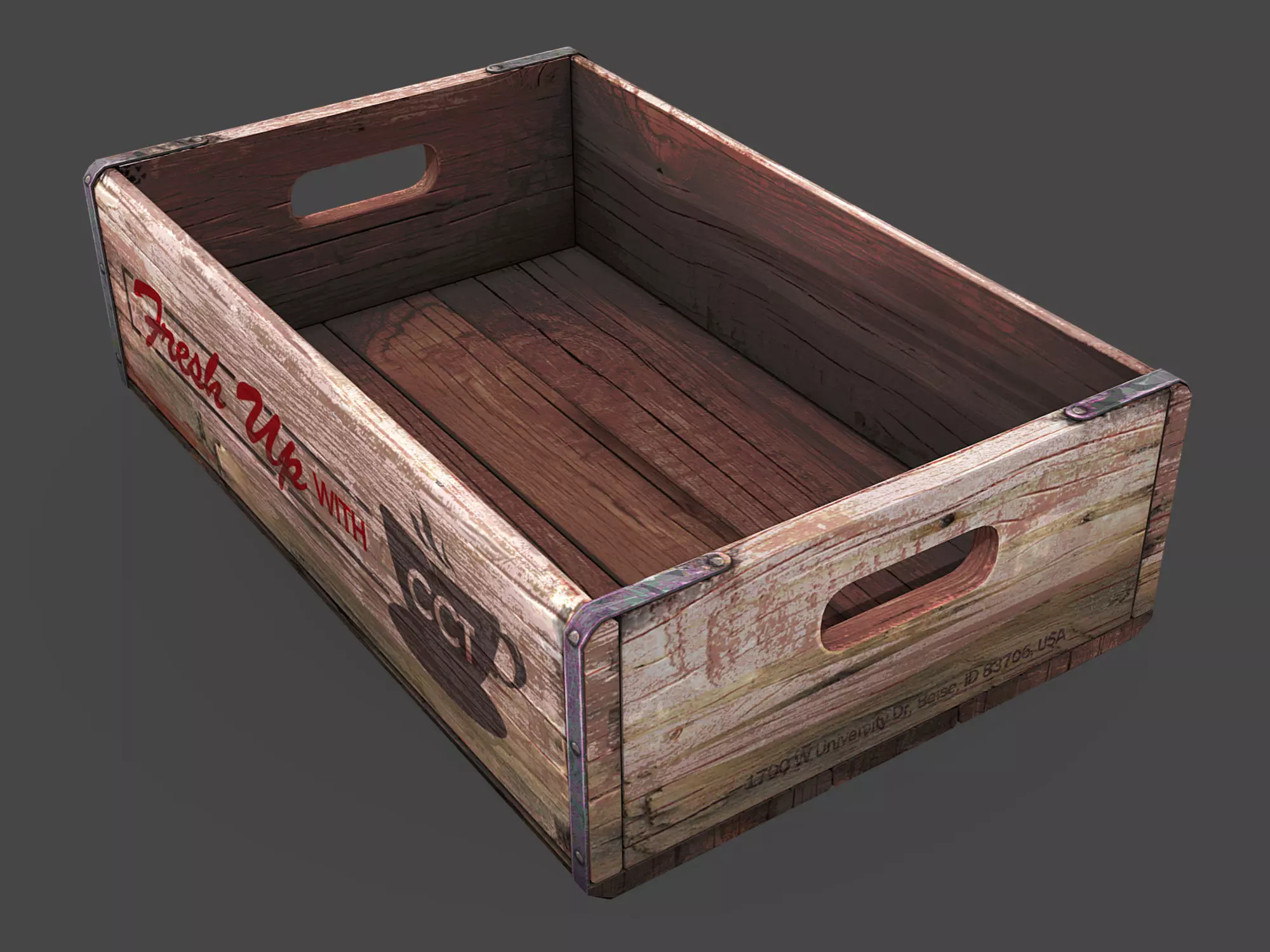 Old Crate Low-poly 3D model_0