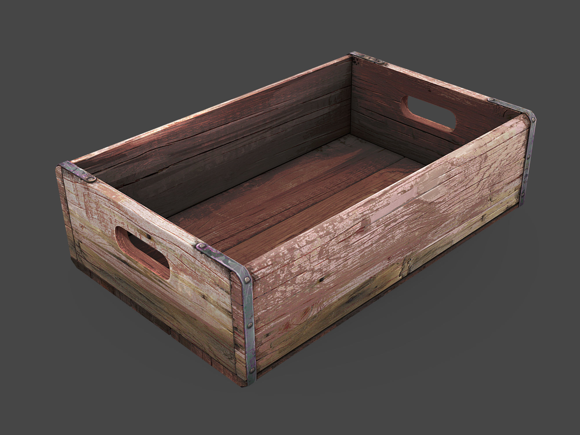 Old Crate Low-poly 3D model_3