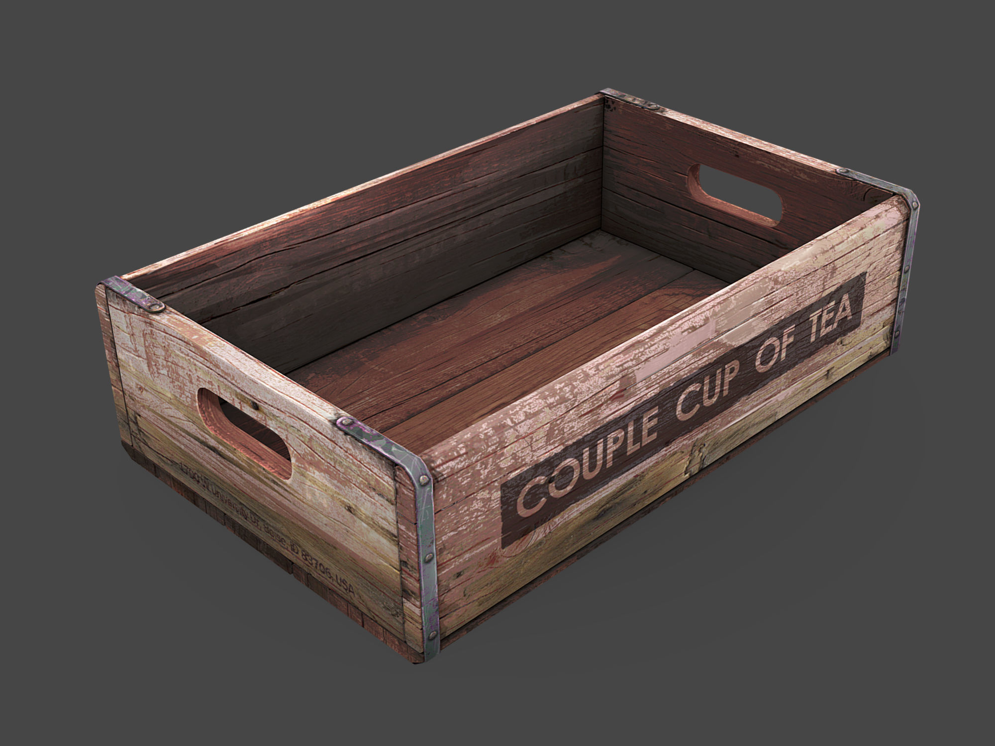 Old Crate Low-poly 3D model_2