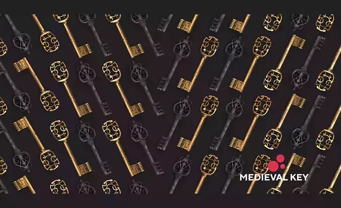 Medieval Keys Set 03 AR low-poly 3D model Low-poly 3D model
