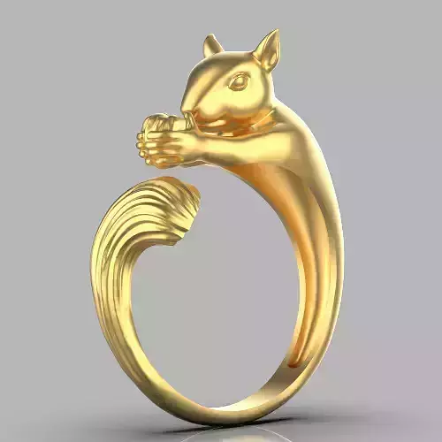 squirrel ring Silver Gold Silver Gold  Print