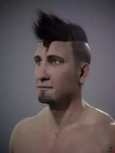 Realistic Male Base mesh  Low-res Game ready with low poly hair