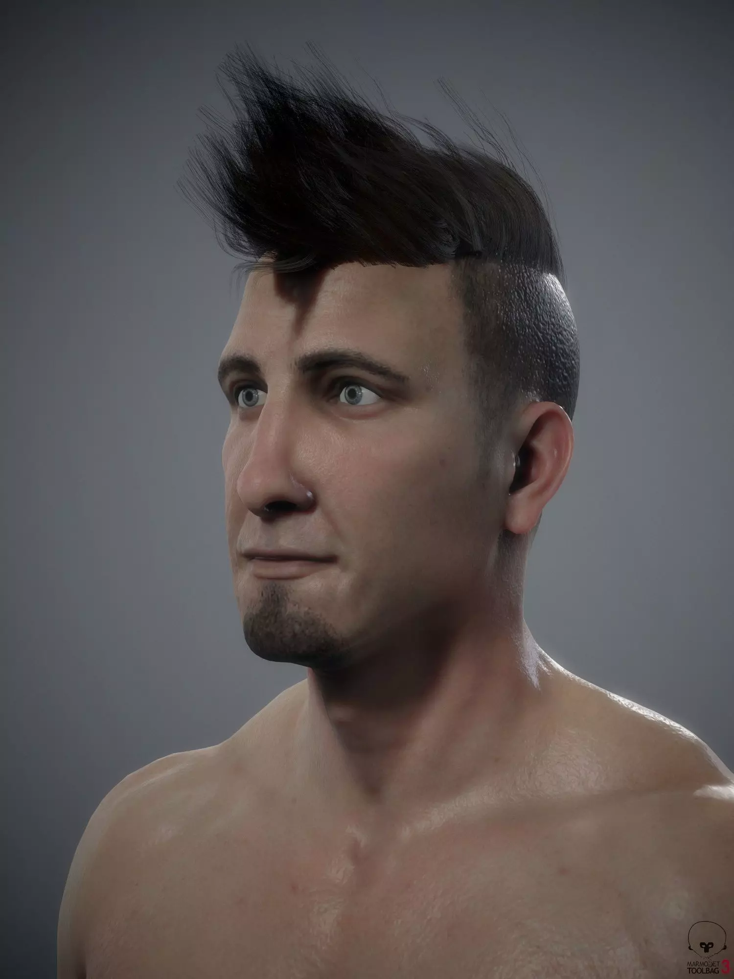 Realistic Male Base mesh Low-res Game ready with low poly hair Low-poly 3D model