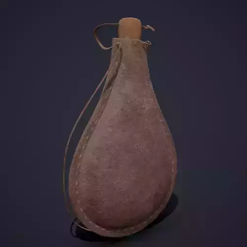 Medieval Leather Water Bottle Low-poly 3D model