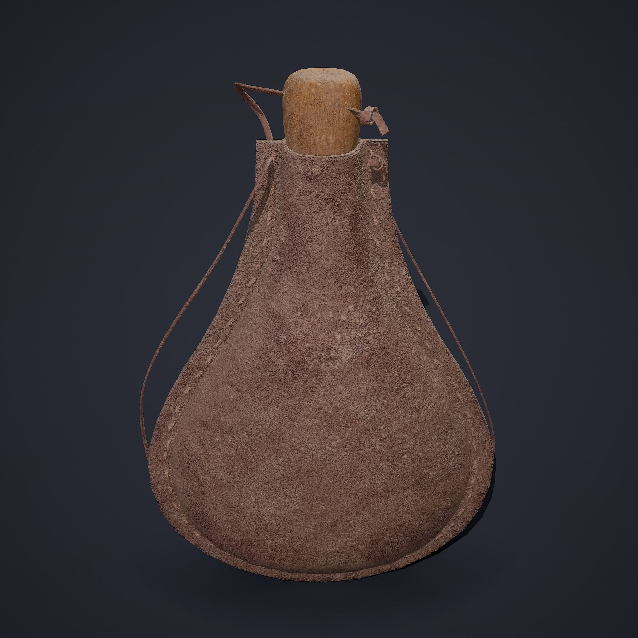 Medieval Leather Water Bottle Low-poly 3D model_9