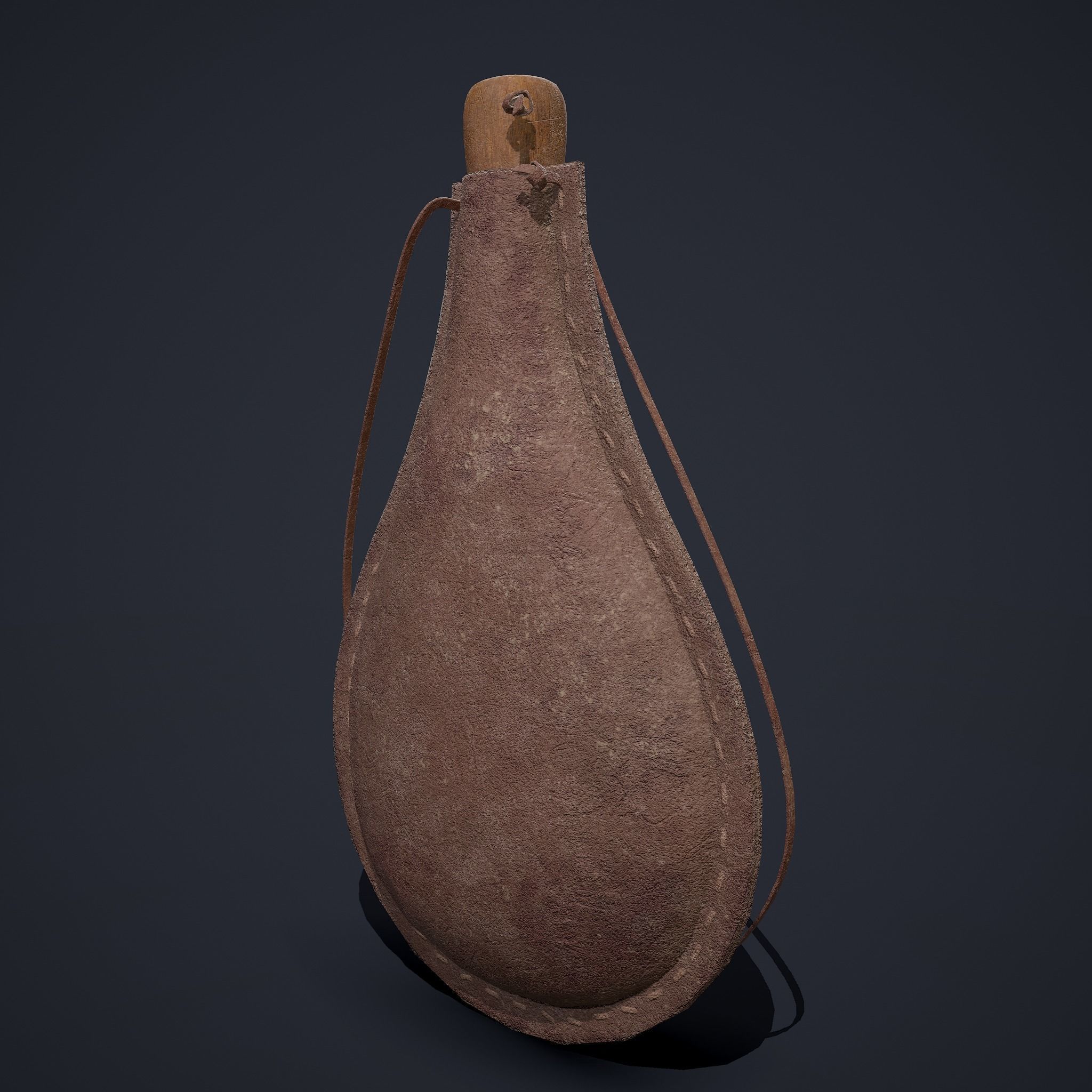 Medieval Leather Water Bottle Low-poly 3D model_3