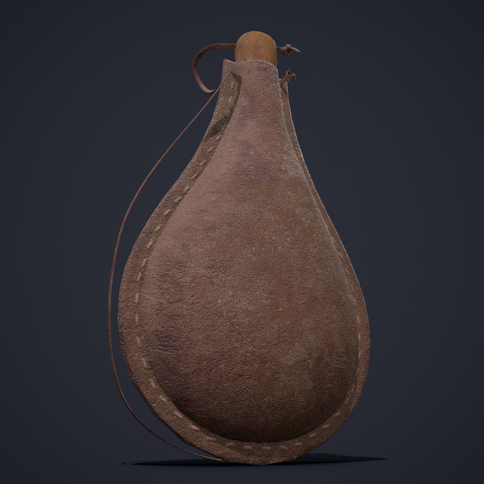 Medieval Leather Water Bottle Low-poly 3D model_12
