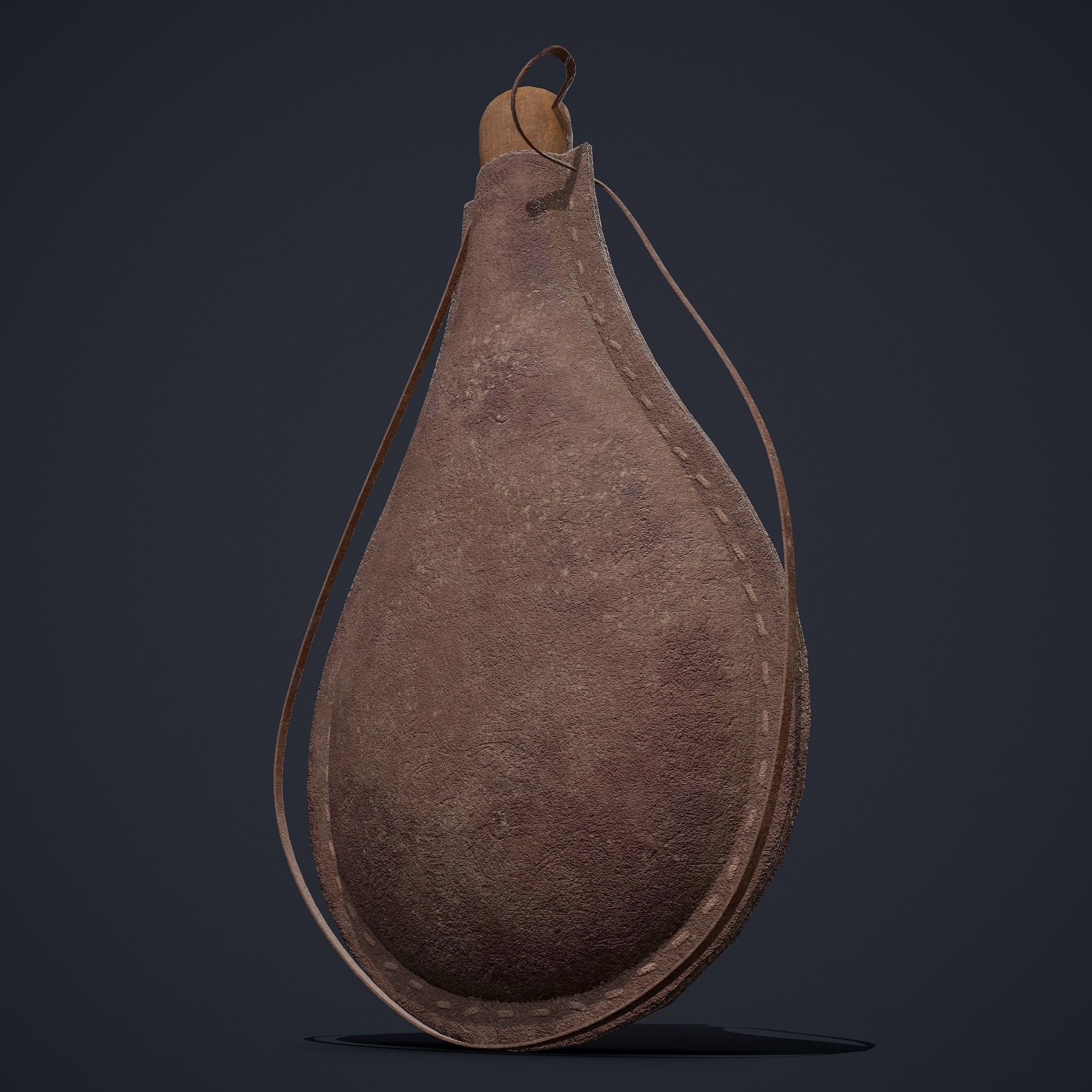 Medieval Leather Water Bottle Low-poly 3D model_14