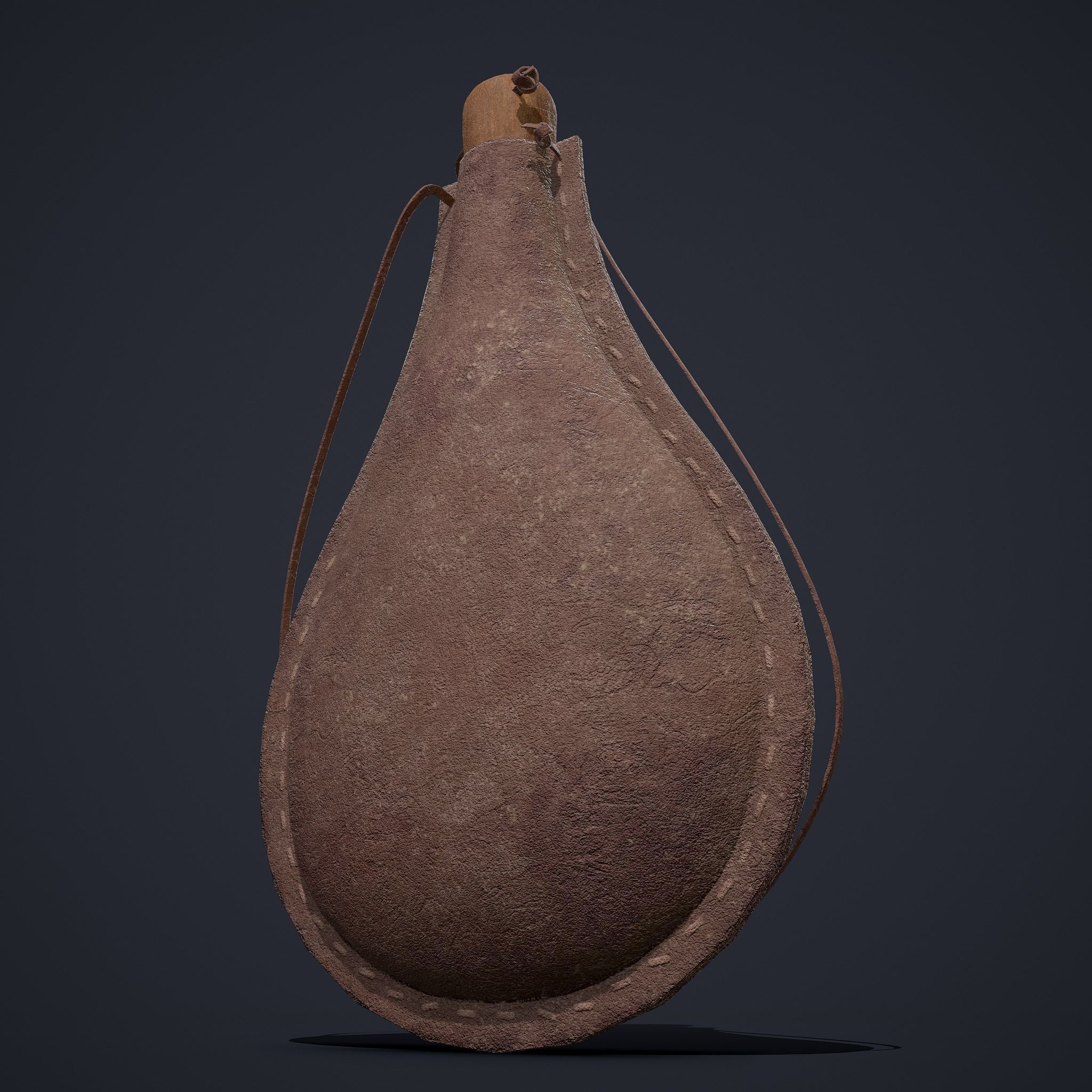 Medieval Leather Water Bottle Low-poly 3D model_13