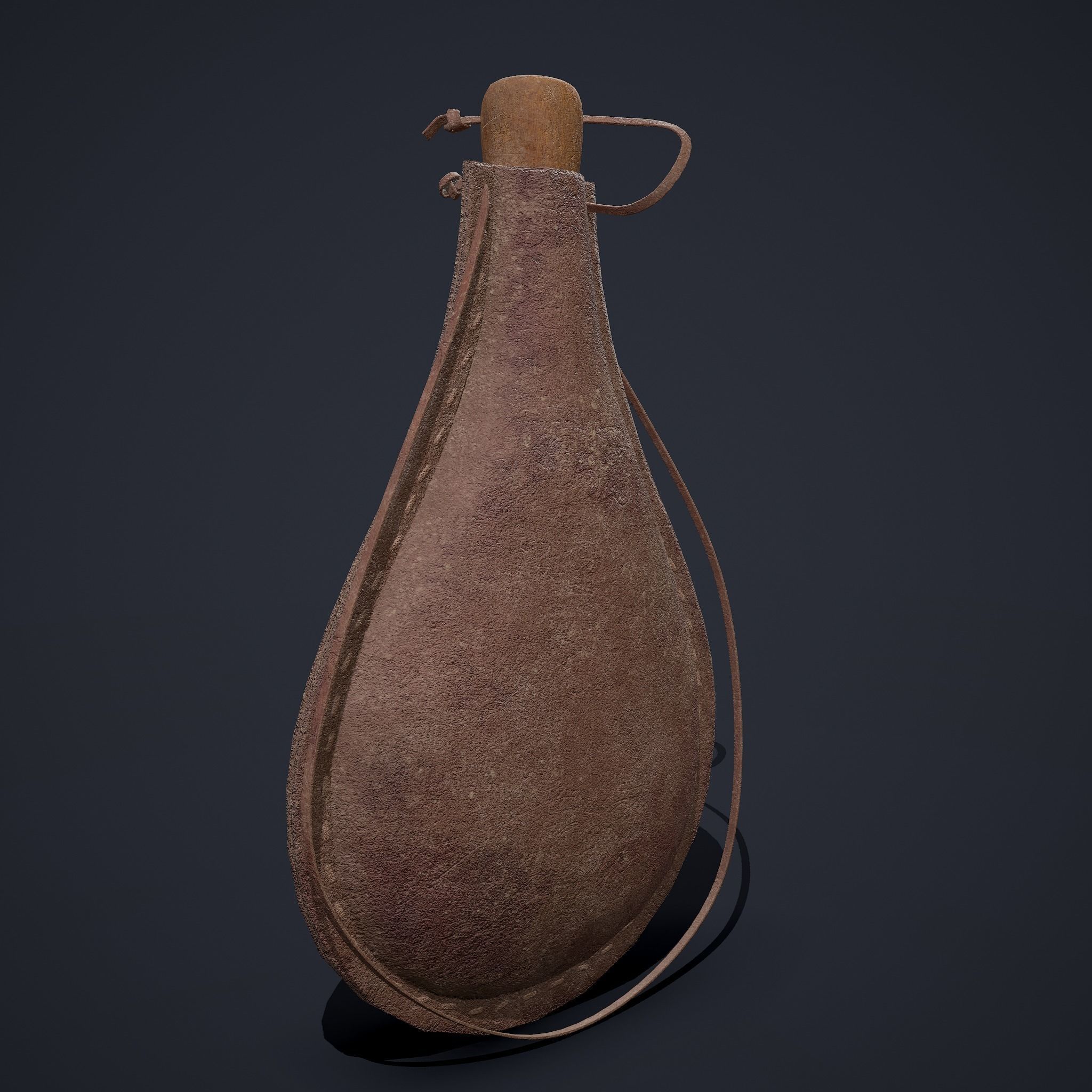 Medieval Leather Water Bottle Low-poly 3D model_5