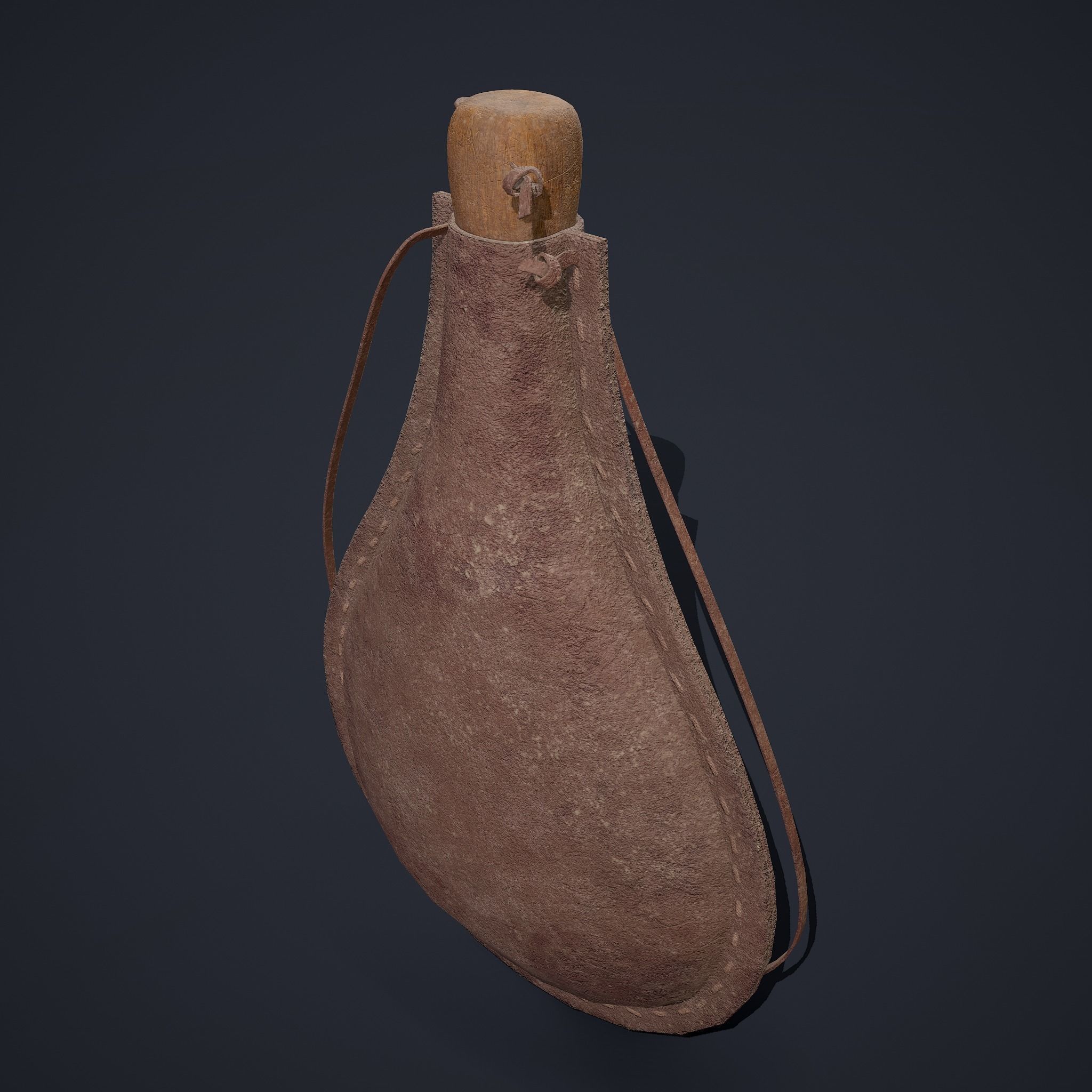 Medieval Leather Water Bottle Low-poly 3D model_10