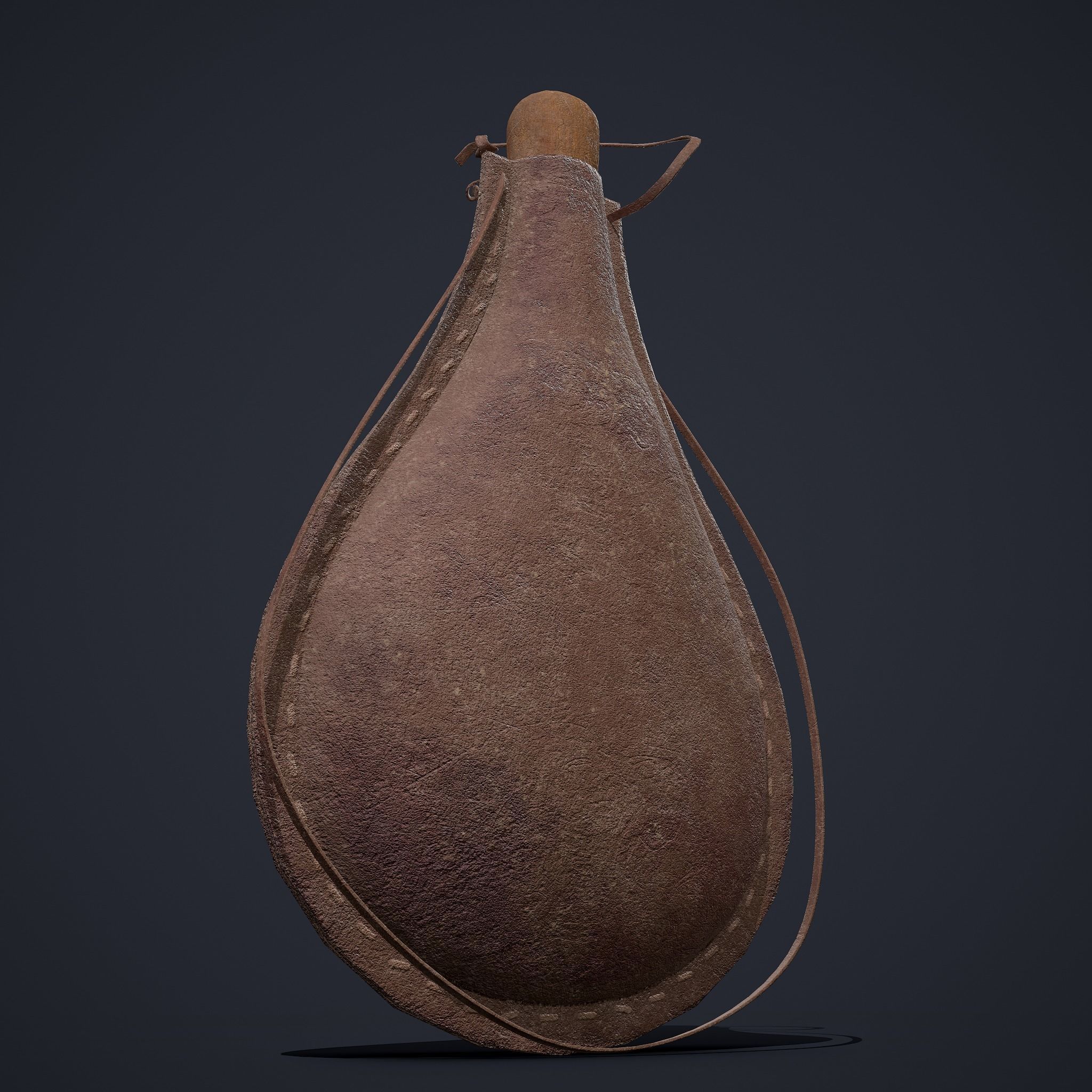 Medieval Leather Water Bottle Low-poly 3D model_15