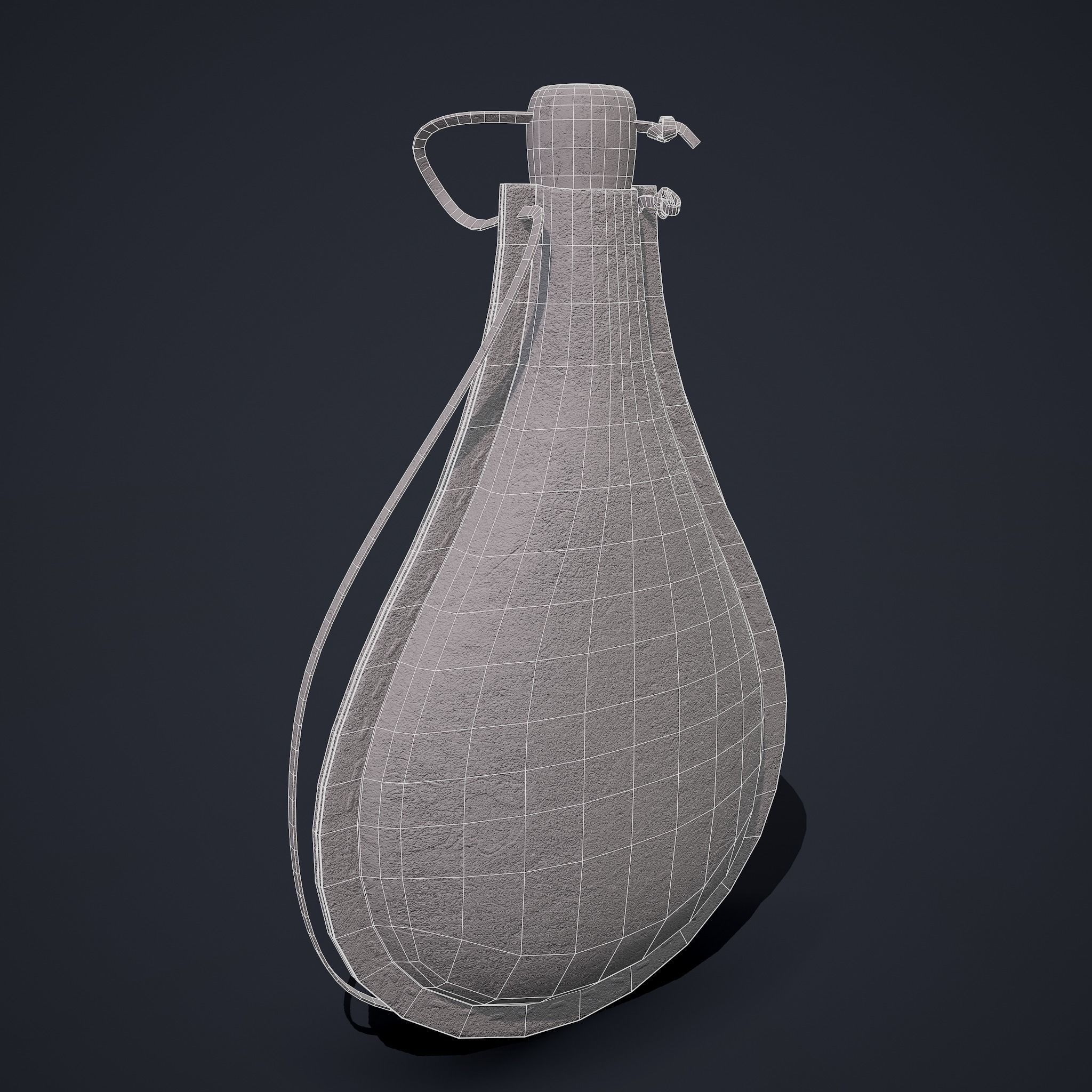 Medieval Leather Water Bottle Low-poly 3D model_19